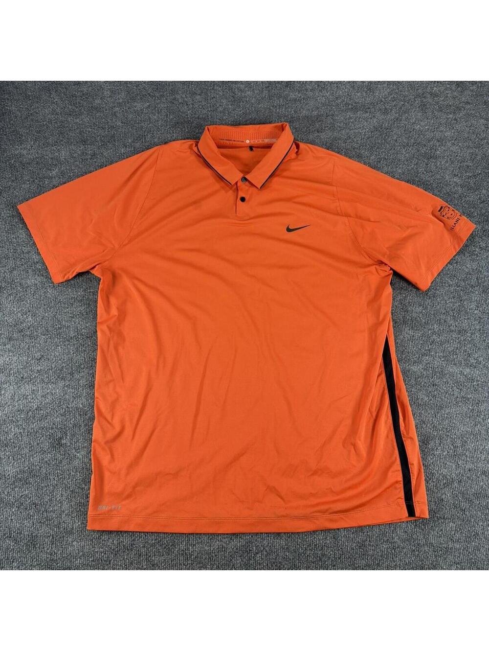 Nike Tiger Woods Collection Orange Dri-FIT Golf Polo Shirt Illahe Hills XL